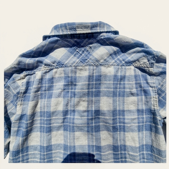 Rails Wyatt faded blue grey plaid button down soft cotton shirt L - Picture 5 of 14
